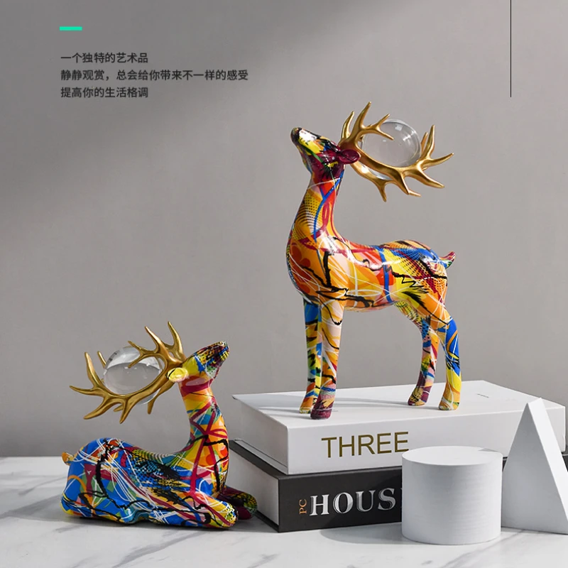 Modern Nordic Deer Sculpture Stylish Desk Ornament for Living Room Decor