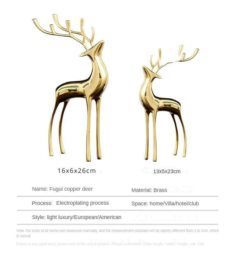 Luxurious Pure Copper Fortune Deer Decoration: Ideal Brass Gift for Parties, Birthdays, and Holidays; Elevate Your Living Room Décor
