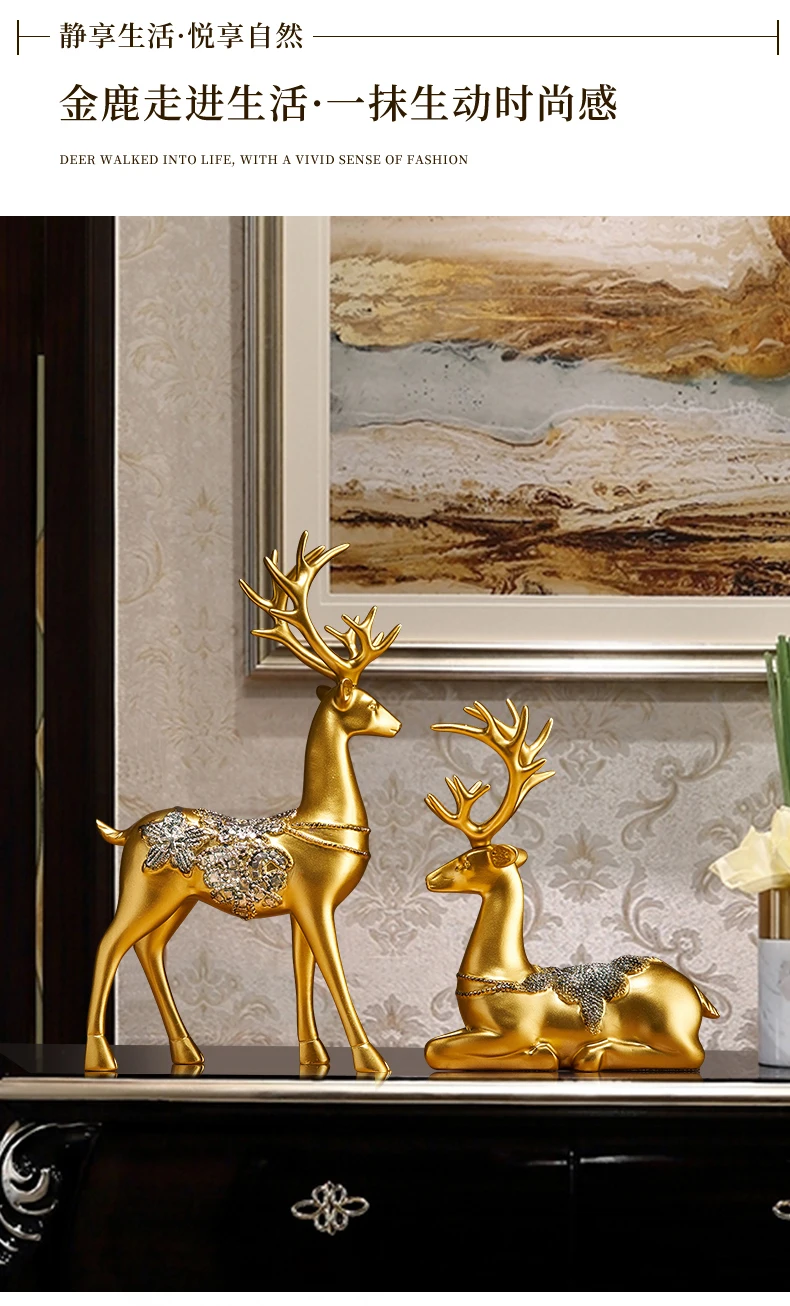 2p Deer Statue Decoration for Porch and Living Room TV Cabinet, Small Furniture, and Housewarming Gift