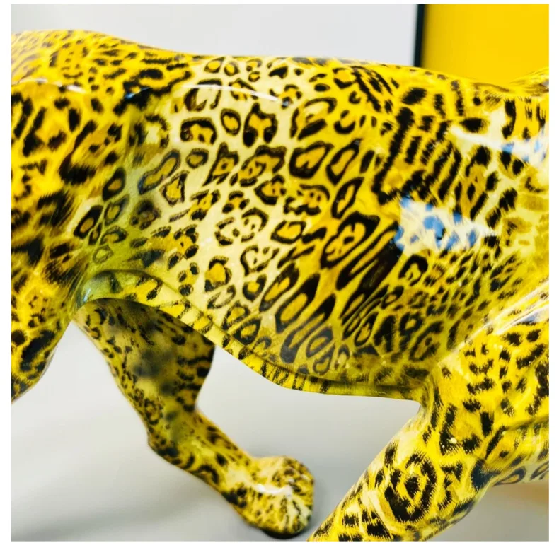 Vibrant Doodle Leopard Statue A Stunning Artisan Craft for Elevating Your Living Room, Bedroom, or Office Decor