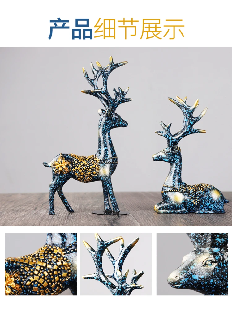 2-Piece Personalized and Creative Deer Ornaments for Auto Interior Decoration and Indoor Tabletop Beautification