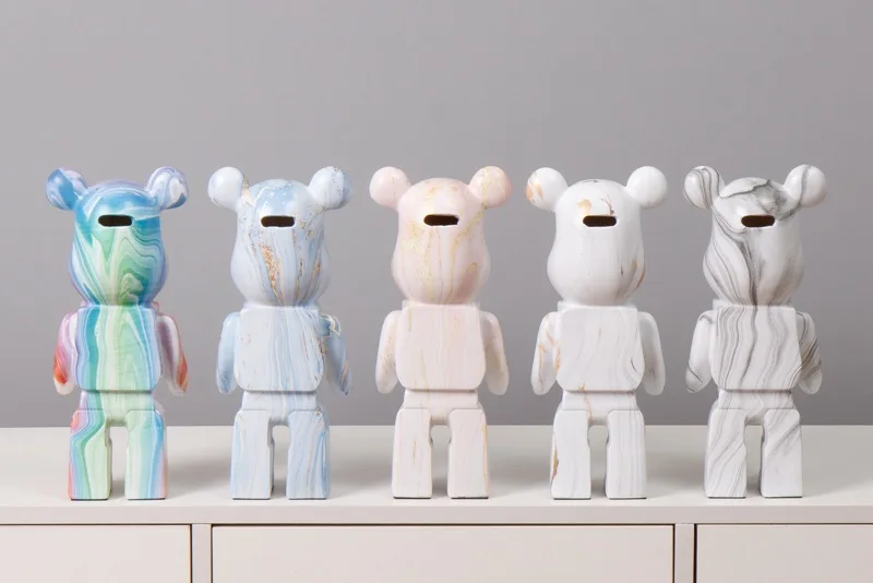 Unique Bear Statue Figure Violent Bear Plating Statues Piggy Bank Bearbrick Figma Figurines Collections Dolls Room Decorations Gifts