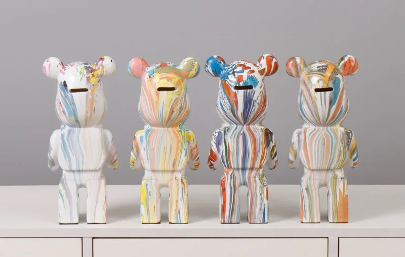 Unique Bear Statue Figure Violent Bear Plating Statues Piggy Bank Bearbrick Figma Figurines Collections Dolls Room Decorations Gifts