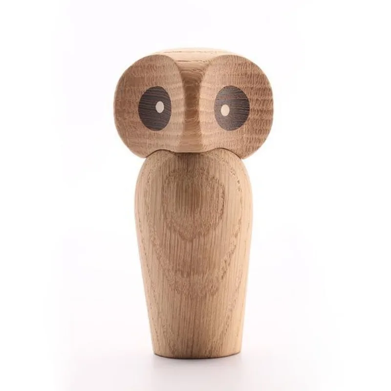 Modern Miniature Figurine Exquisite 1PC Wood Owl Sculpture - A Creative Home Decoration Accessory and Thoughtful Gift