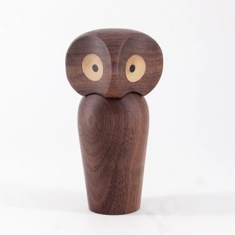 Modern Miniature Figurine Exquisite 1PC Wood Owl Sculpture - A Creative Home Decoration Accessory and Thoughtful Gift