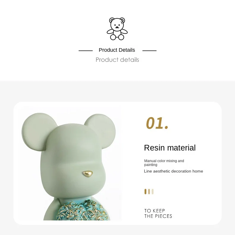 Adorable Bear Statue Desktop Small Decoration for TV Cabinet, Living Room, Bedroom: Home Artwork, Office Decor, and Cute Healing Gift