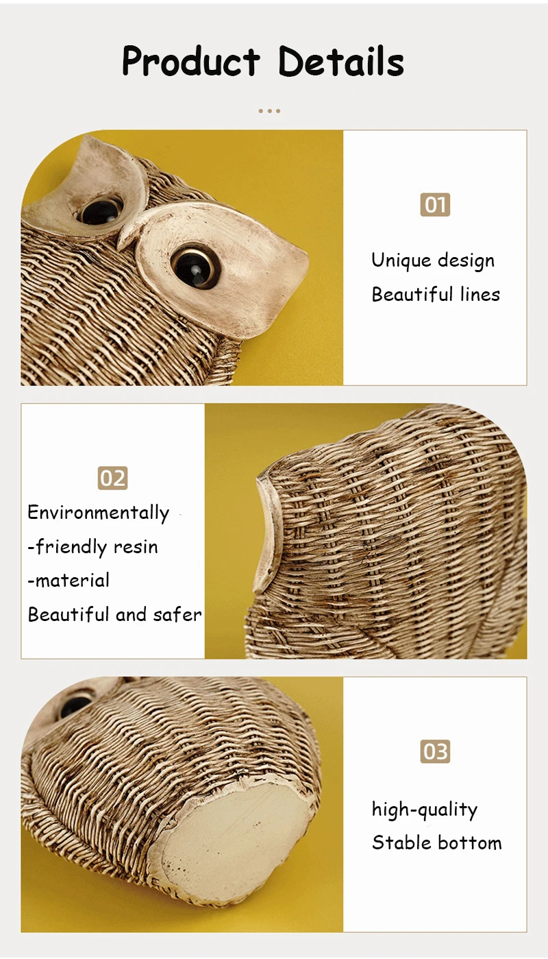Exquisite Resin Owl Sculpture Perfect Table or Desk Ornament for Home Decor and Living Room Interior
