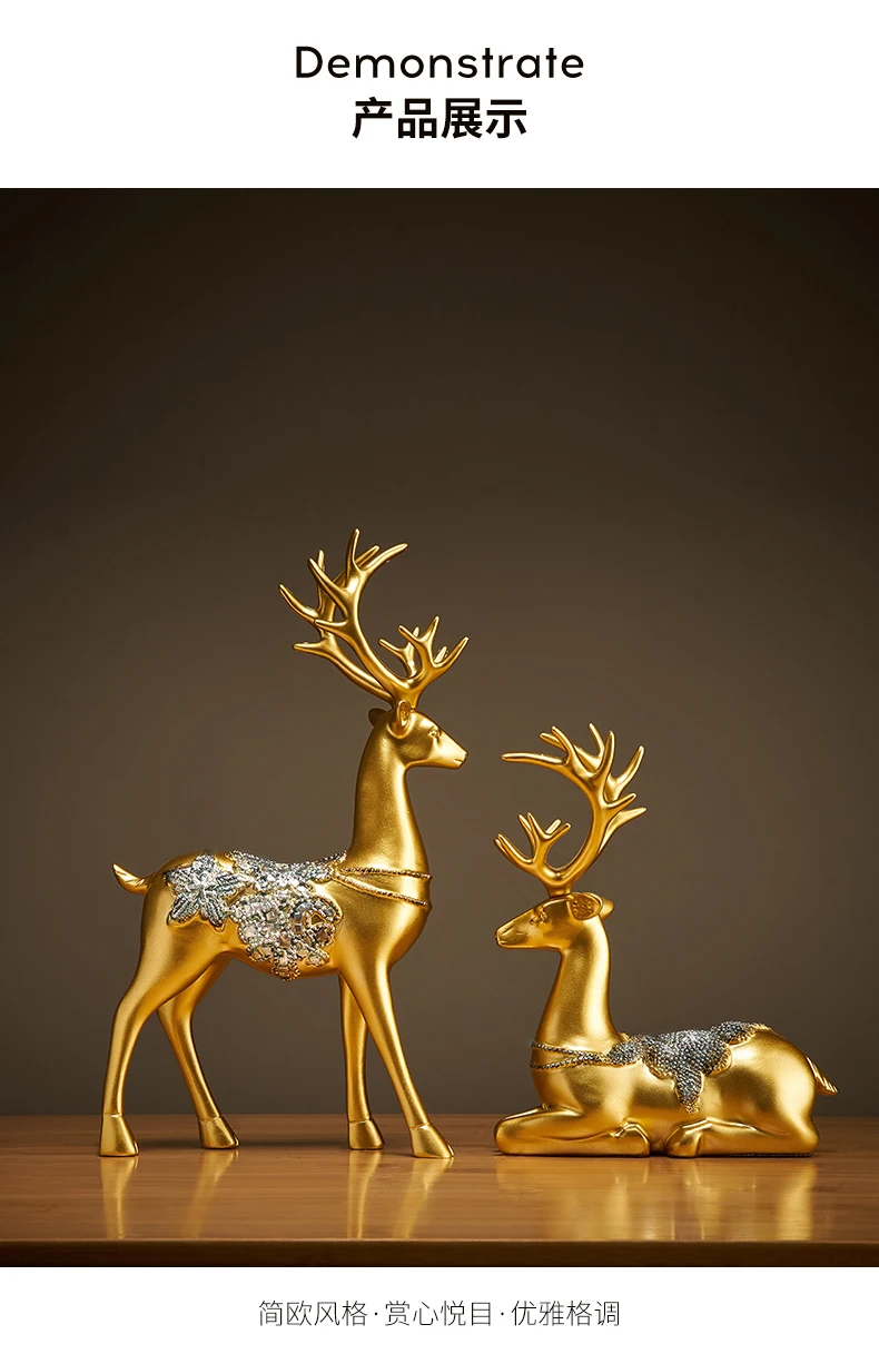2p Deer Statue Decoration for Porch and Living Room TV Cabinet, Small Furniture, and Housewarming Gift