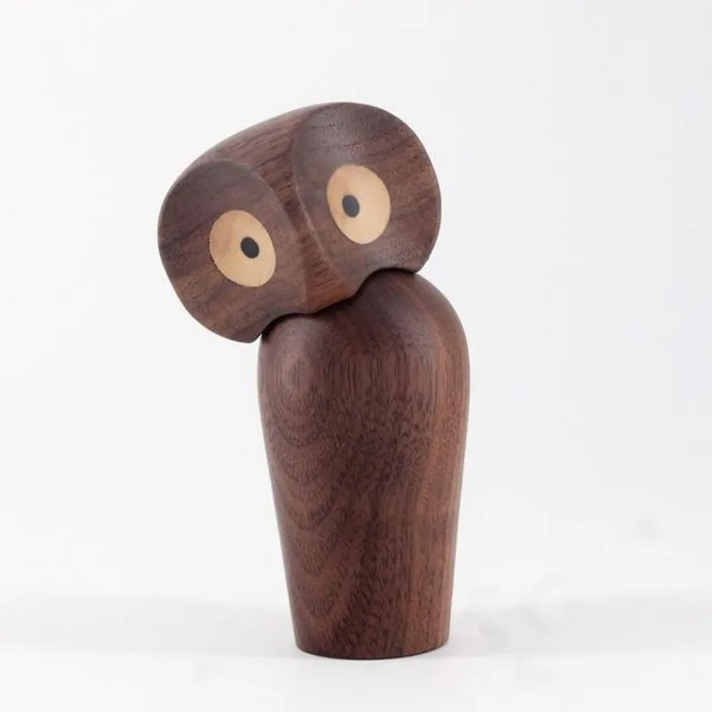 Modern Miniature Figurine Exquisite 1PC Wood Owl Sculpture - A Creative Home Decoration Accessory and Thoughtful Gift