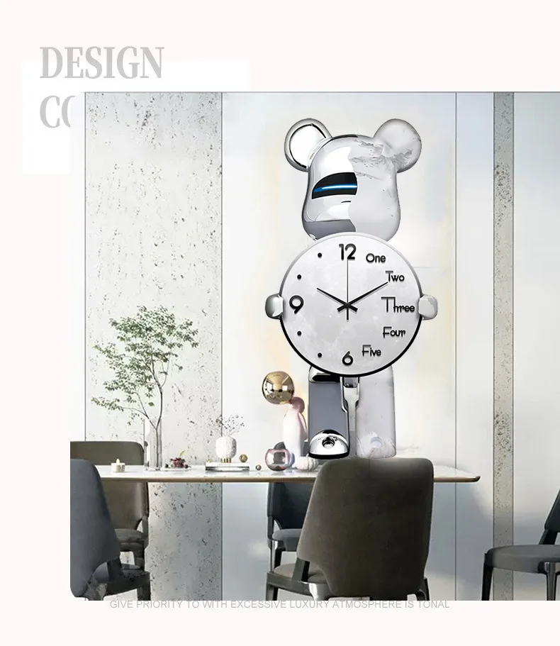 Pendulum Clock-Inspired Bearbrick Wall Clocks Fashionable, Creative, and Luxurious Décor for Living Spaces and Memorable Birthday Gifts