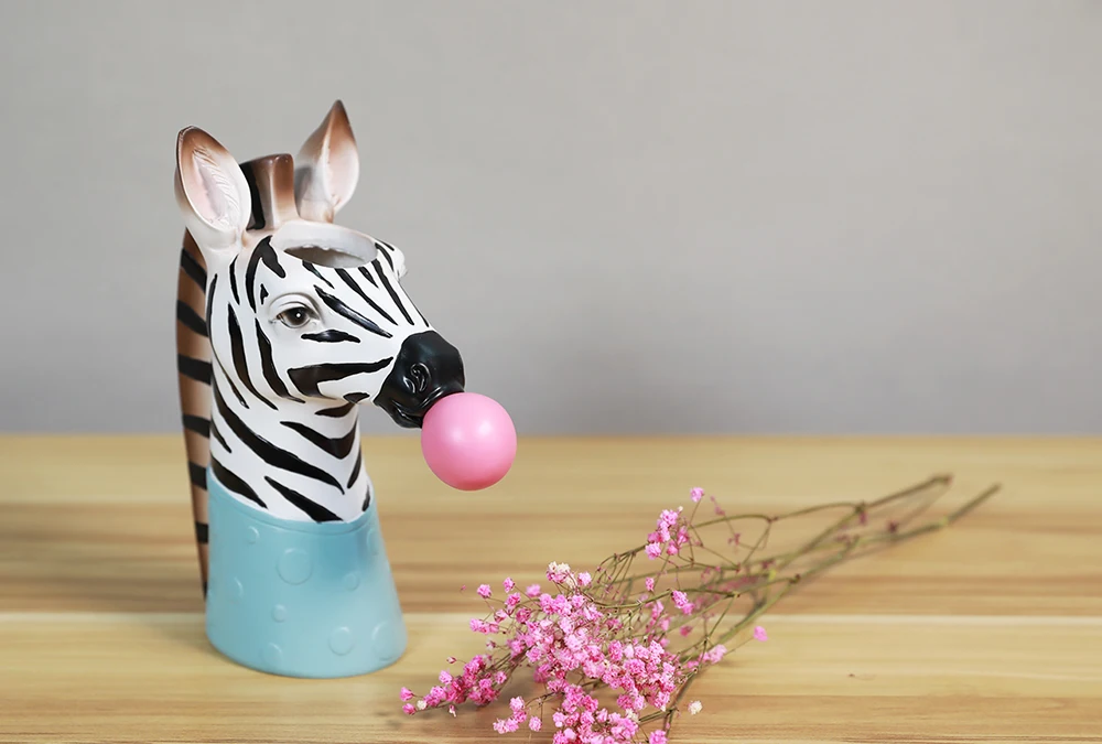 Resin Succulent Plants Flower Planter Plant Pot Vases Basket Cartoon Animal Head Sculpture Zebra and Giraffe Statue Home Decoration