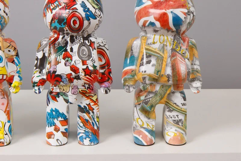 Unique Bear Statue Figure Violent Bear Plating Statues Piggy Bank Bearbrick Figma Figurines Collections Dolls Room Decorations Gifts