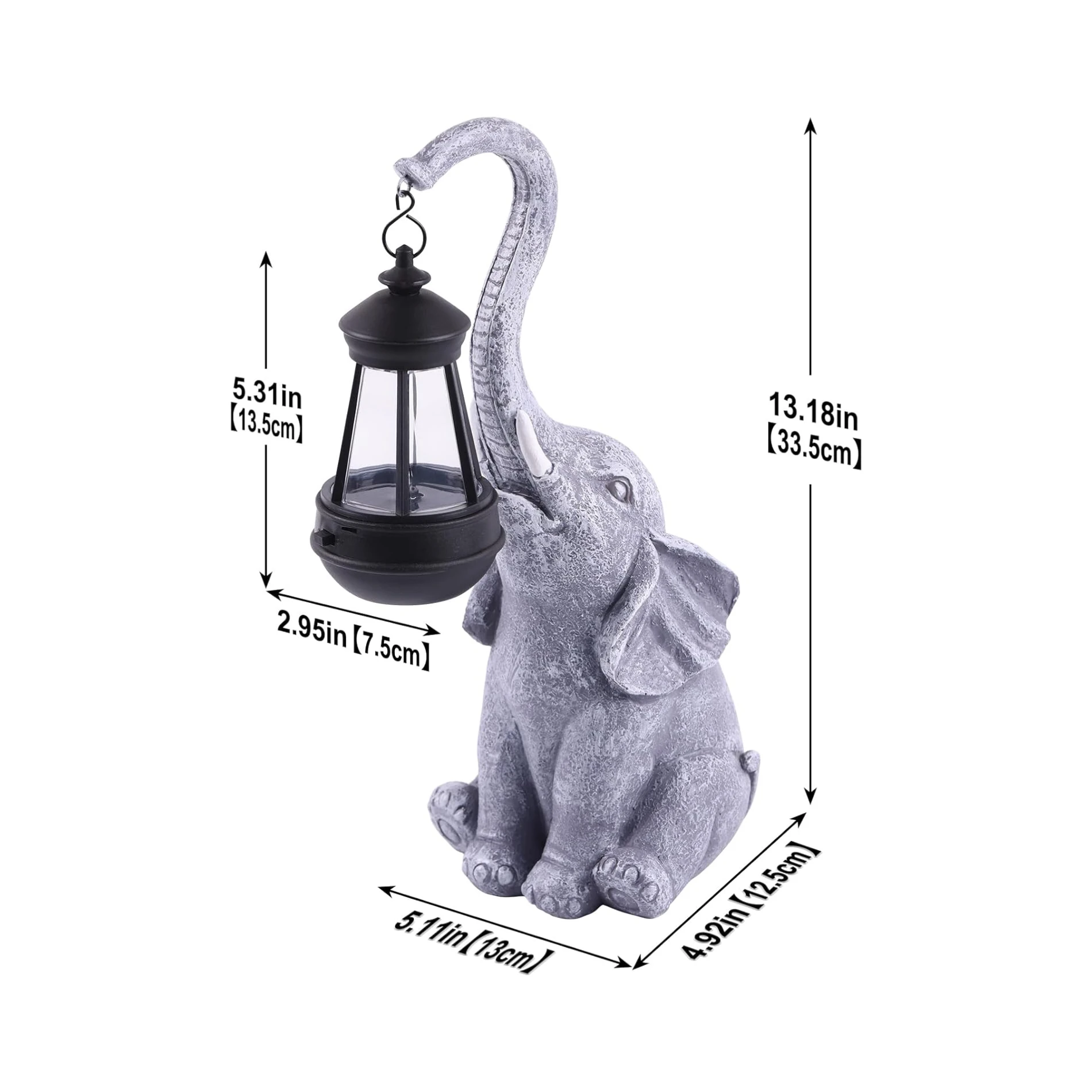 Solar-Powered 15-Inch White Elephant Yard Statue: Charming Garden Decor and Thoughtful Birthday Gift for Mom's Outdoor Spaces, Featuring Elephant Ornaments