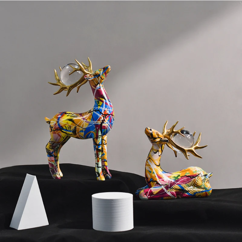 Modern Nordic Deer Sculpture Stylish Desk Ornament for Living Room Decor