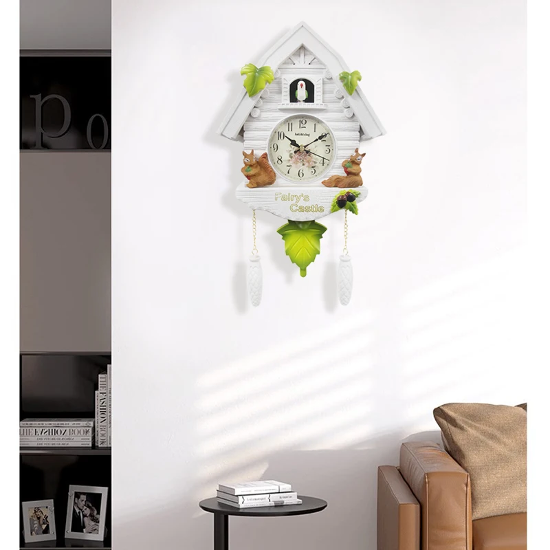 Nordic Cuckoo Wall Clock Birdhouse - Charming Timekeeping Décor for Kids' Home and Living Spaces