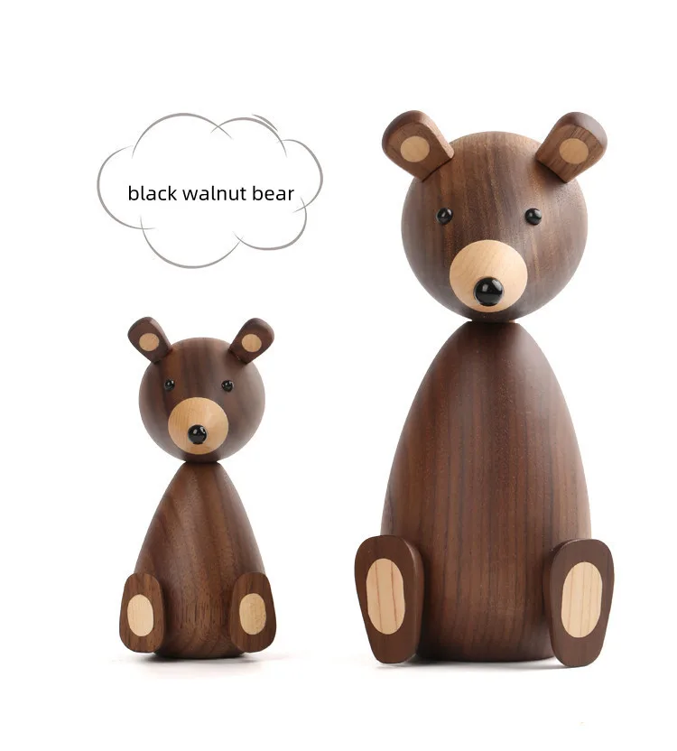 Nordic Design Wooden Brown Bear Statue Home Decor Figurines - High Quality Room Decor Gifts/Crafts/Family Toys