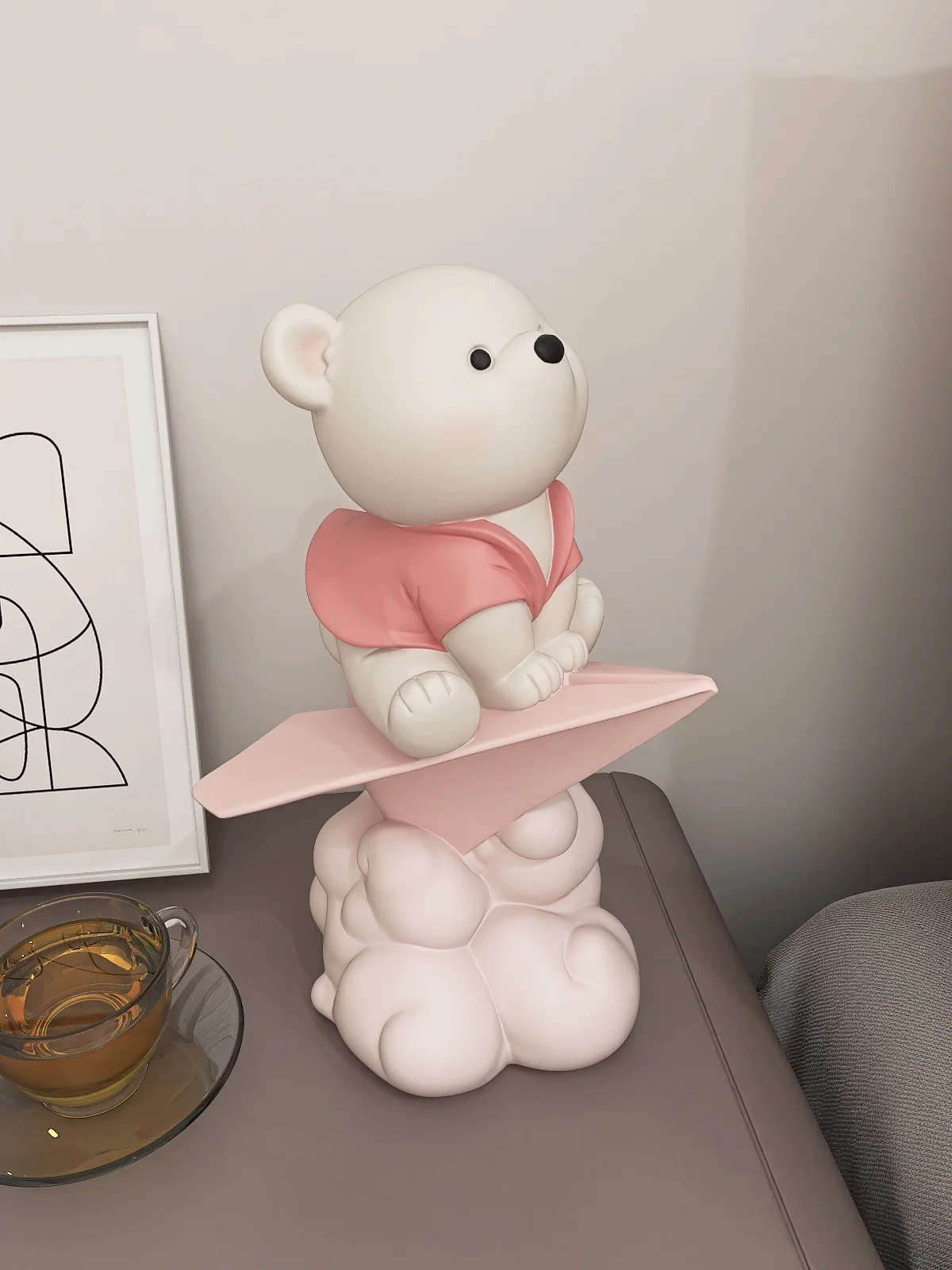 Creative Paper Plane Bear Statue Figures Cute Cartoon Resin Sculptures, Perfect Gift For Friend, Kids' Birthday Present, and Home Decoration Statuettes