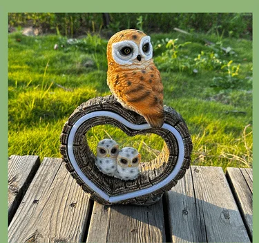 Illuminate Your Garden with Enchanting Owl Light: Solar-Powered Resin Owl Love Decor, Perfect for Outdoor Landscape Decorations and Animal Ornaments