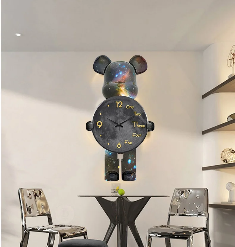 Pendulum Clock-Inspired Bearbrick Wall Clocks Fashionable, Creative, and Luxurious Décor for Living Spaces and Memorable Birthday Gifts