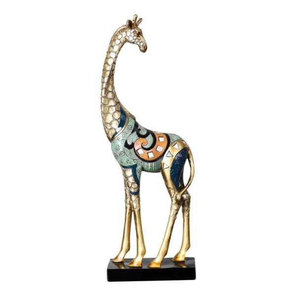 Giraffe Mother and Child Simulation Animal Sculpture Modern Home Decoration with Golden Handicraft Ornaments - Image 4