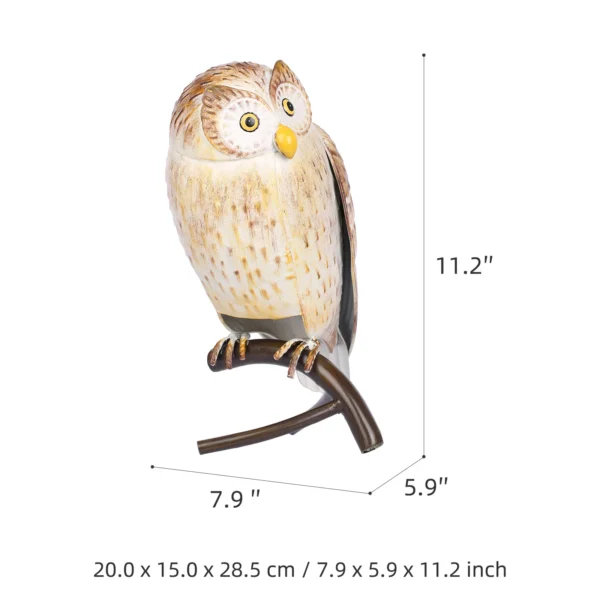 Iron Owl Sculpture: Metal Animal Craft for Home and Garden Desk Decoration - Image 2