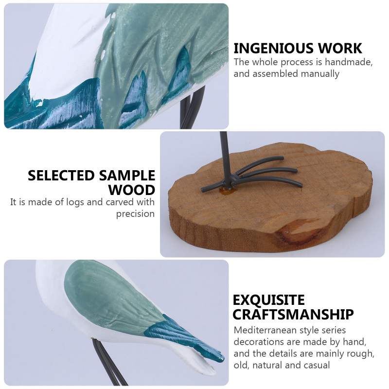 Seagull Bird Sculpture - A Wooden Ornament for Coastal Sea Decor, Garden, Desktop, and Home