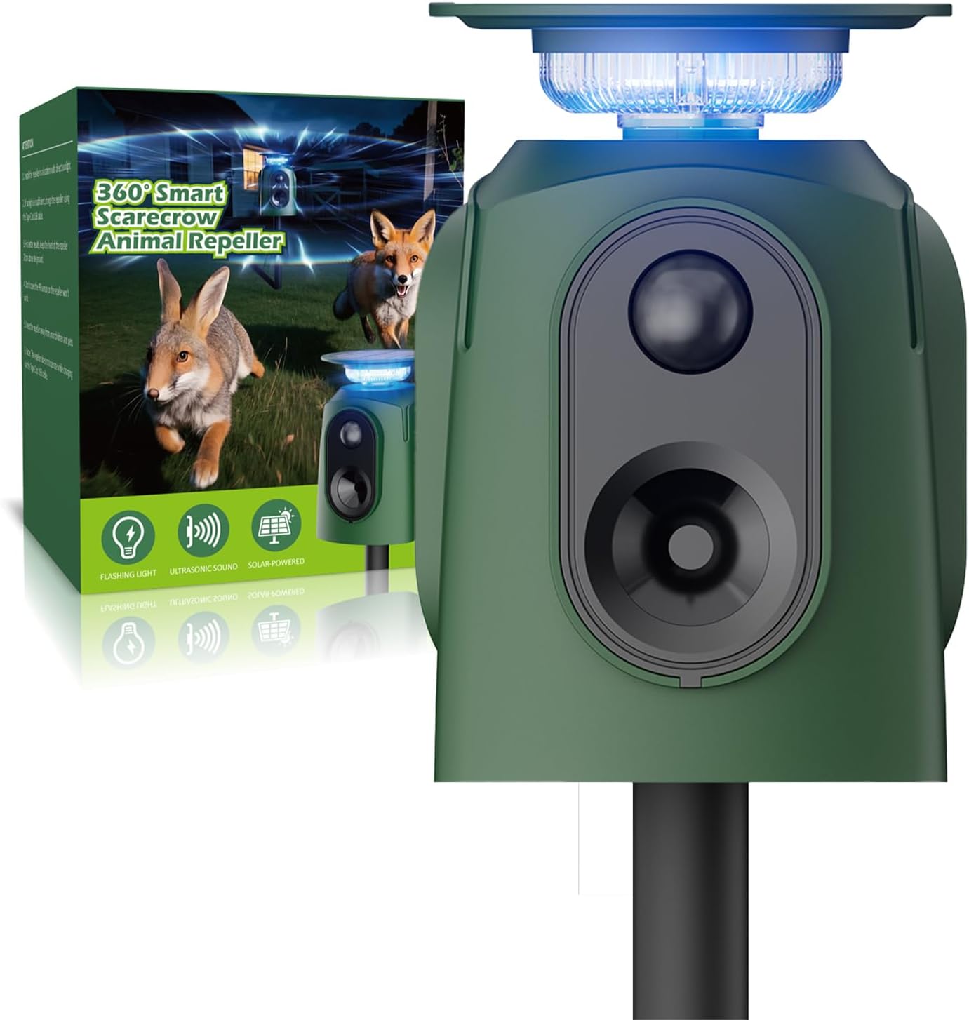 Katzenschreck Ultraschall Solar 360° – Tierabwehr mit LED & Solar