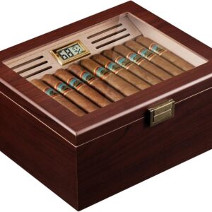 ProCase Zedernholz-Humidor mit Hygrometer, 25-50 Zigarren, Braun