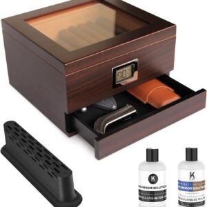 Handgefertigter Zedernhumidor mit Hygrometer – für 25–50 Zigarren