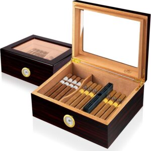 Slege Humidor 50 Zigarren, spanische Zeder, Glasdeckel, Geschenkset