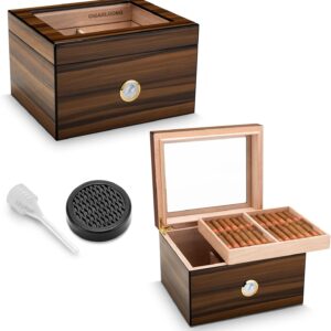 Zigarrenhumidor Zedernholz mit Hygrometer & Glasdeckel (75 Stk.)