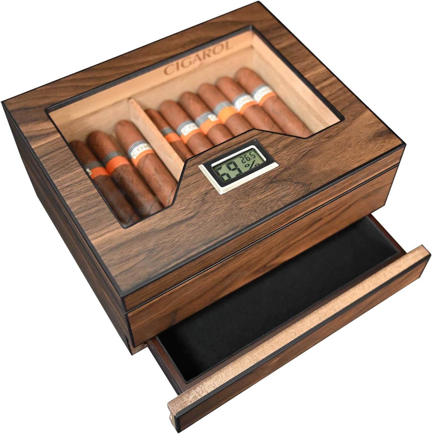 Zedernholz-Humidor für 25-30 Zigarren – inkl. Hygrometer & Befeuchter