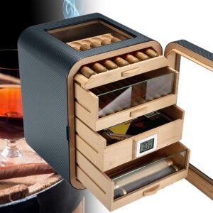 Zigarren-Humidor mit Zedernholz, digitalem Hygrometer & Zubehörfach