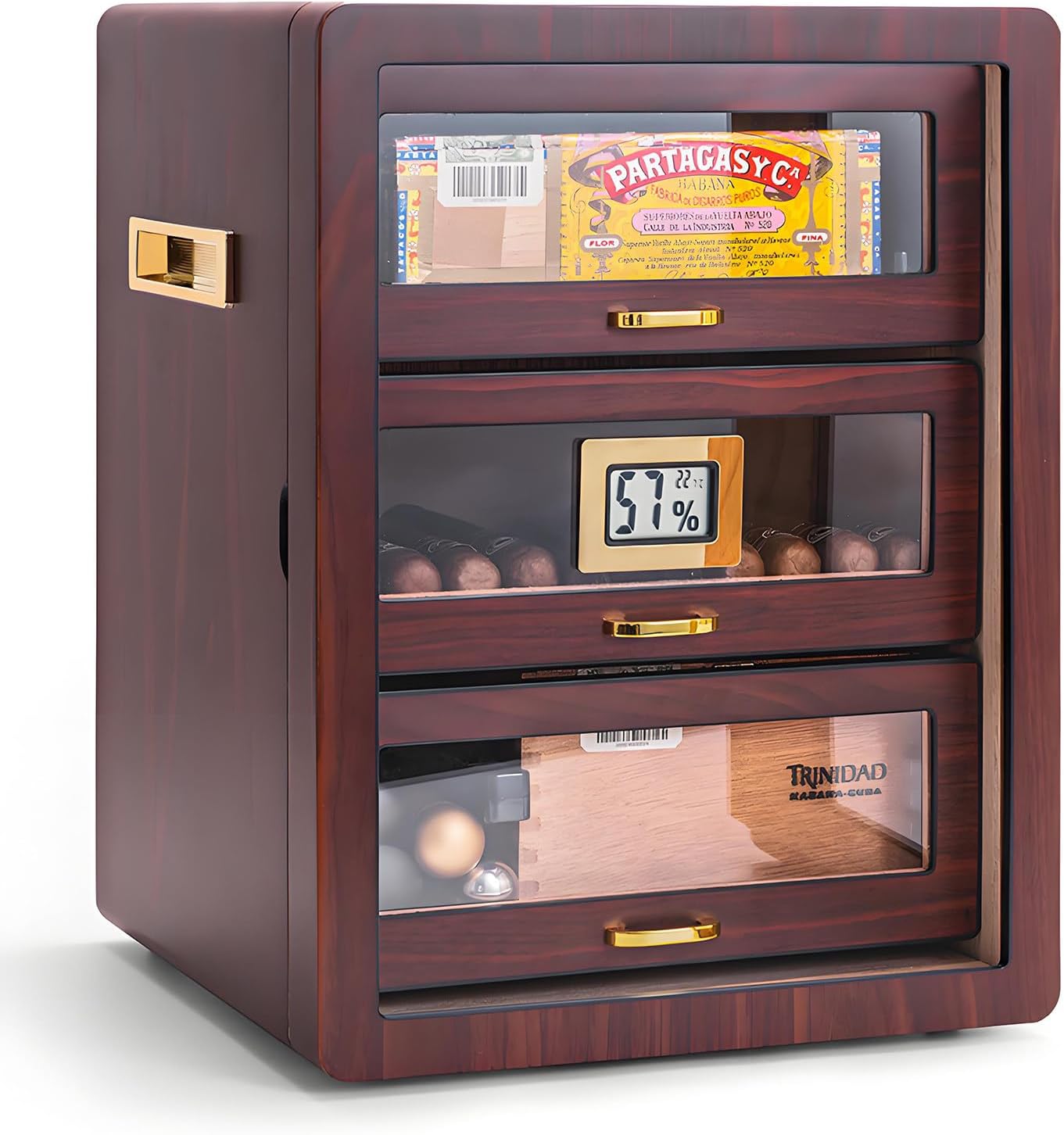 Zigarren-Humidor Zedernholz, 110 Stk., digitales Hygrometer