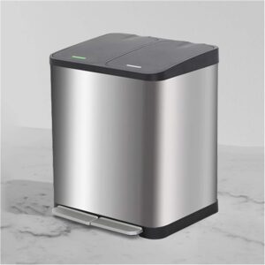 Edelstahl-Mülleimer 30L, fußbetätigt, 3-fach sortierbar, silber