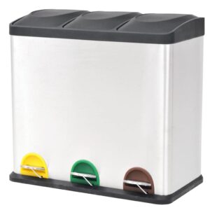 Edelstahl-Mülltrenner 54L mit 3 Fächern & Pedal