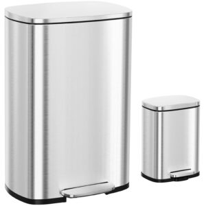 Clevich Mülleimer-Set 50L + 5L, Edelstahl, Pedal, Soft-Close