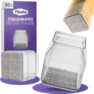 Filzada® Stuhlbeinkappen Silikon 30x - transparent, 23-32mm