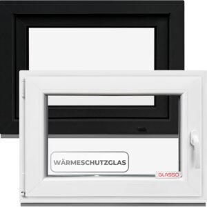 Anthrazit Kunststofffenster 60x120 cm, 2-fach verglast