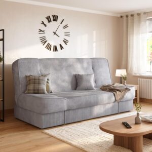 BROMARKT Schlafsofa Hellgrau 192x85 cm mit Bettkasten