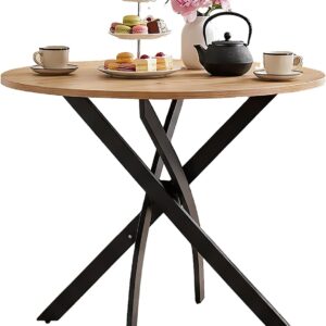 Runder Esstisch 80 cm, 2-4 Pers., helles Holz, wetterfest