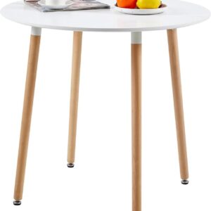 H.J WeDoo Esstisch rund Buche 80 cm Weiß - 4 Personen