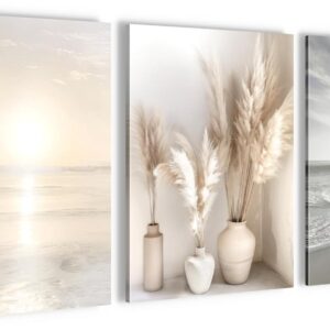 Novart Wandbilder Set Strand Meer Boho - Komplettset 3 Bilder