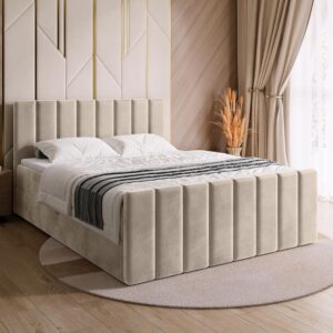 BROMARKT Boxspringbett 140x200 beige mit Matratze & Topper