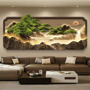 SYXHJTFZ 3D LED Kiefern-Kristallwandkunst, 90x38,6 cm