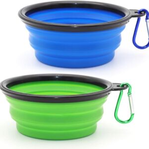 SLSON Faltbare Hundenäpfe, 2 Stk. (350ml, blau/grün)
