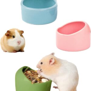 3 Keramik-Futterschalen für Hamster (Pink, Blau, Grün)