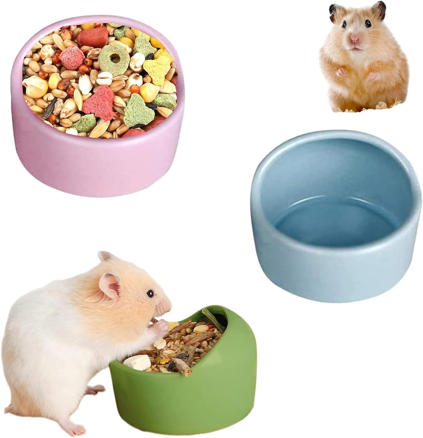 3 Keramik-Futterschalen für Hamster & Kleintiere
