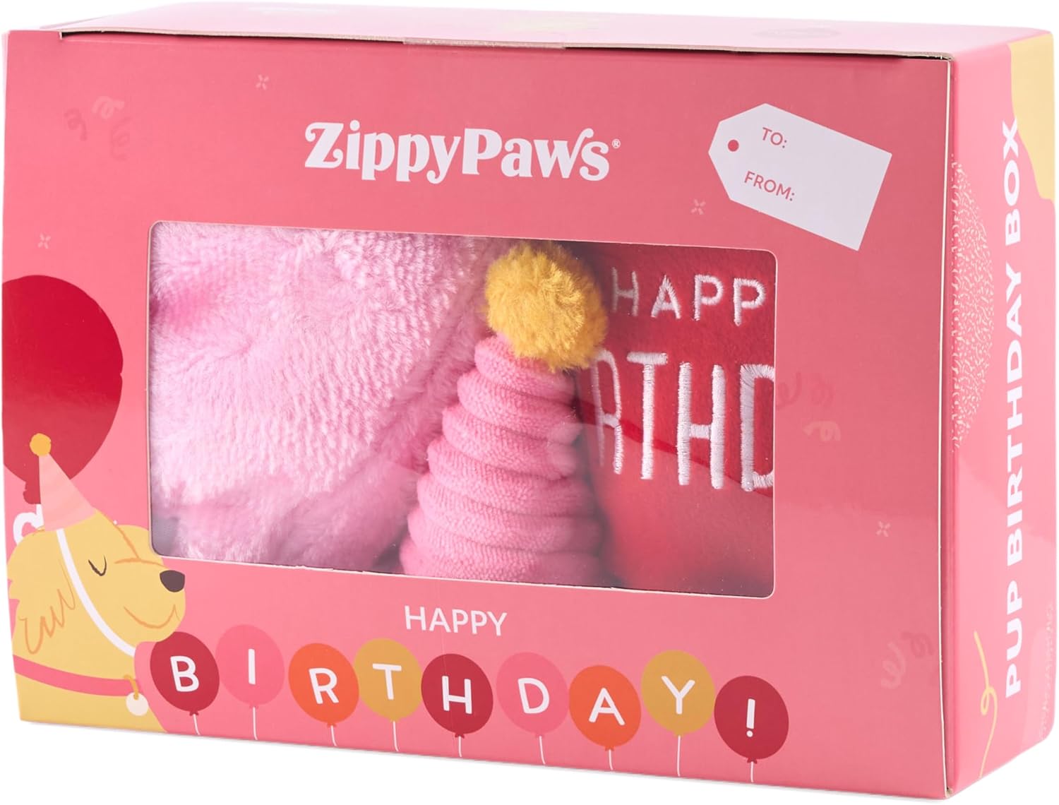 ZippyPaws Geburtstagsbox – Rosa für Hunde