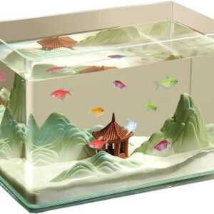 Glasaquarium mit gebogener Kante – Mini-Fischtank für Zuhause